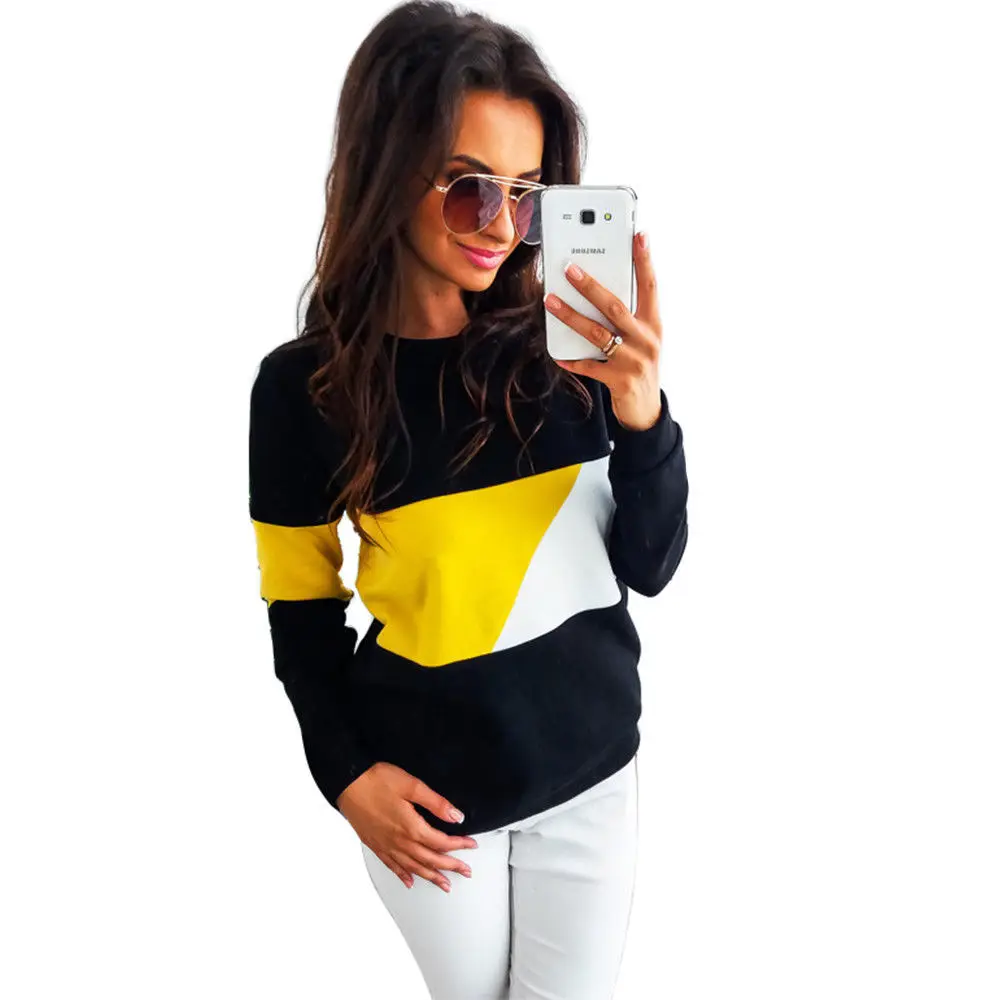 New Autumn Women Fashion Casual Tops Round Neck Long Sleeve Slim Sweatshirts Color Block Pullover Coat 
New Autumn Women Fashion Casual Tops Round Neck Long Sleeve Slim Sweatshirts Color Block Pullover Coat
