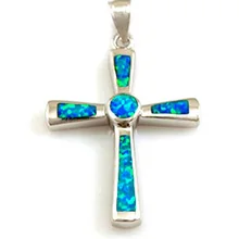 Antique Style Sterling Silver Blue Fire Opal Cross Pendant Necklace
Antique Style Sterling Silver Blue Fire Opal Cross Pendant Necklace