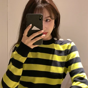 Korean ins style Knitted Sweaters Women green stripe warm Sweater and pullovers womens (R98014)
Korean ins style Knitted Sweaters Women green stripe warm Sweater and pullovers womens (R98014)