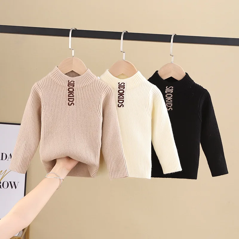 

2022 Soft Kids Sweaters Spring Winter Baby Boys Girls Warm Knitted Bottoming Thicken Teenage Outdoor Children's Clothes Top High