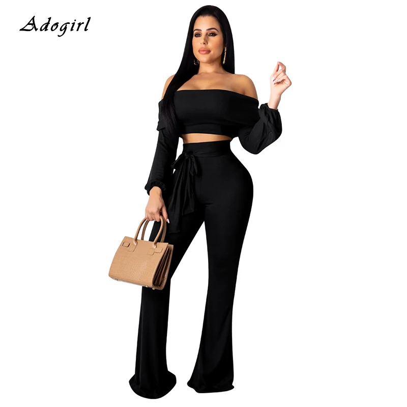 Adogirl Off The Shoulder Tracksuit Women Pullover Crop Top Lace Up Bandage Wide Leg Pants Two Piece Set Sexy Bodycon Club Set
Adogirl Off The Shoulder Tracksuit Women Pullover Crop Top Lace Up Bandage Wide Leg Pants Two Piece Set Sexy Bodycon Club Set