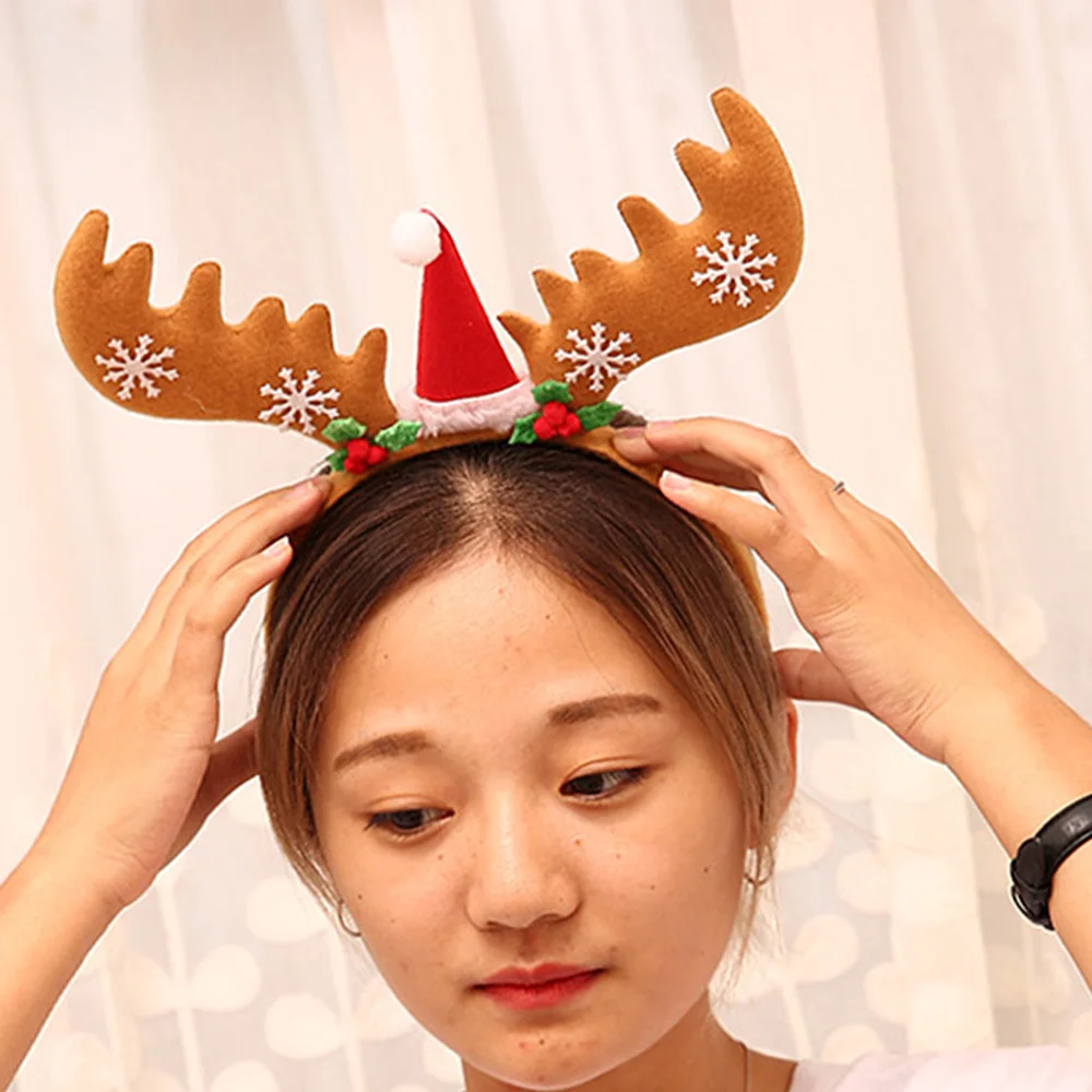 Новые рождественские обручи для волос бархатные рога шляп взрослых и детей