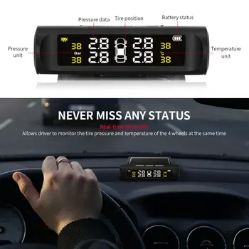 Digital Car TPMS USB Solar Power LED Display Tire Pressure Monitoring System 4 External Sensors Auto Real-time Tyre Security
Digital Car TPMS USB Solar Power LED Display Tire Pressure Monitoring System 4 External Sensors Auto Real-time Tyre Security