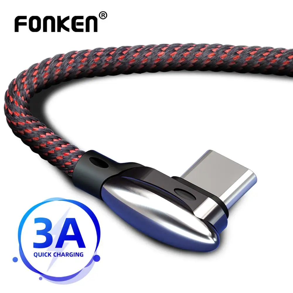 FONKEN 90 Degree USB Type C Cable 3A Fast Charger Type-C Bend Cord Charging for Android Mobile Phone Data Cord Nylon Game Wire
FONKEN 90 Degree USB Type C Cable 3A Fast Charger Type-C Bend Cord Charging for Android Mobile Phone Data Cord Nylon Game Wire
