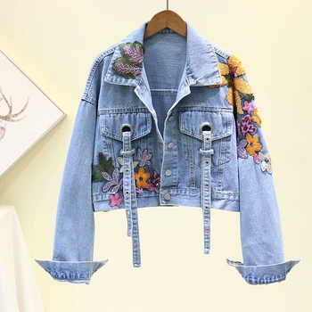 2020 Spring Handwork Sequins Flower Embroidery Short Denim Jacket Women's Autumn Fashion Plus size Streetwear Casual Jean Jacket
2020 Spring Handwork Sequins Flower Embroidery Short Denim Jacket Women's Autumn Fashion Plus size Streetwear Casual Jean Jacket