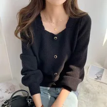 Women Sweater Korean Style Autumn New Solid Color Square Neck Thread Button Pullover Casual Office Lady Sweet Kintted Top Female
Women Sweater Korean Style Autumn New Solid Color Square Neck Thread Button Pullover Casual Office Lady Sweet Kintted Top Female