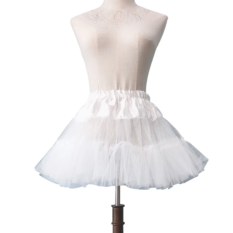Фото White Swing Mini Tulle Mesh Petticoats Lady Sweet Tutu Gala Party Women Underskirt Cheap Short Elastic Waist Rockabilly Skirt | Женская
