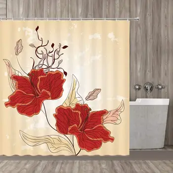 Red Flower Shower Curtain Vine Plant Safflower Bathroom Shower Curtain Yellow Background Red Flower Shower Curtain Decoration 
Red Flower Shower Curtain Vine Plant Safflower Bathroom Shower Curtain Yellow Background Red Flower Shower Curtain Decoration
