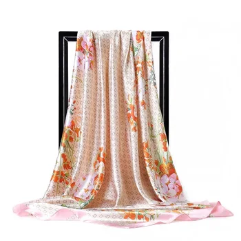 Square Silk Scarf 90*90cm Women Luxury Brand Flowers Foulard Cheveux Soie Big Bandana Hijab Head Satin Silk Scarves Shawl 
Square Silk Scarf 90*90cm Women Luxury Brand Flowers Foulard Cheveux Soie Big Bandana Hijab Head Satin Silk Scarves Shawl