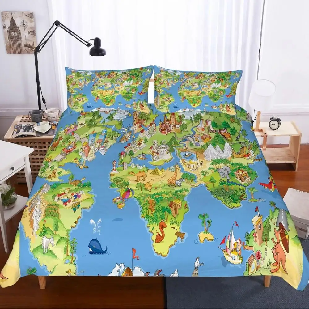 3D Map Bedding Set Queen Size World Map Printed Duvet Cover Soft Bed Set King Size Comforter Cover Set with Pillowcases
3D Map Bedding Set Queen Size World Map Printed Duvet Cover Soft Bed Set King Size Comforter Cover Set with Pillowcases