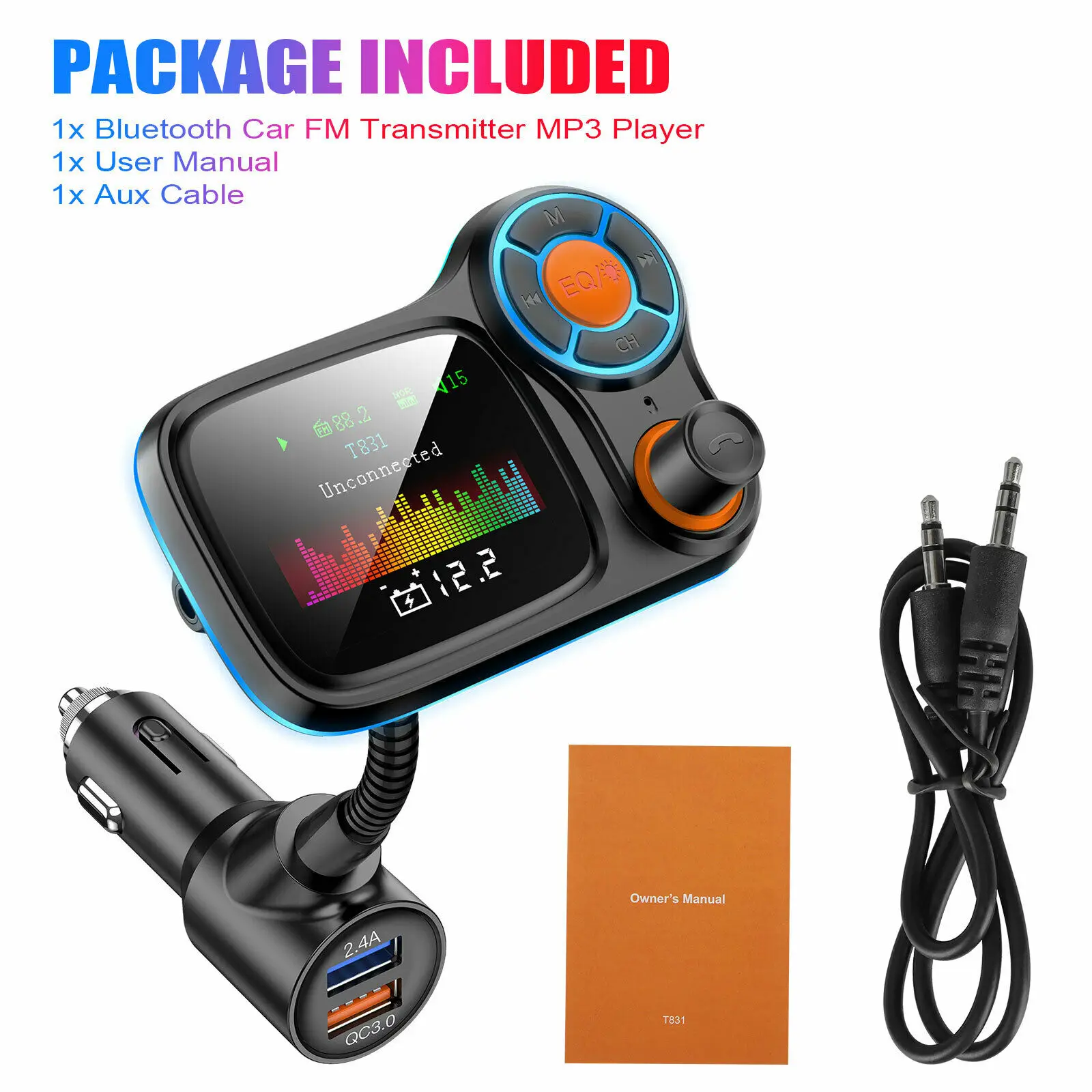 Bluetooth 5.0 Car FM Transmitter MP3 Player Kit QC3.0 USB Charger 1.8" LCD Color Display 3.0 Charges Devices
Bluetooth 5.0 Car FM Transmitter MP3 Player Kit QC3.0 USB Charger 1.8" LCD Color Display 3.0 Charges Devices