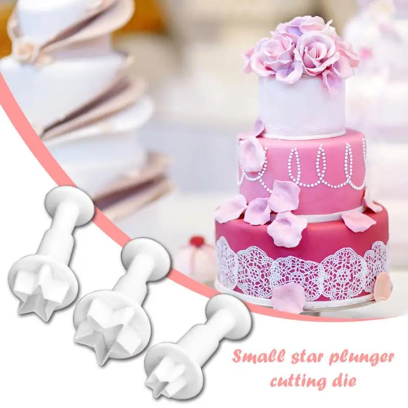 3pcs Silicone Star Plunger Fondant Mold Environmental Protection and Durability Biscuit Cookies Cutter DIY Cake Decor
3pcs Silicone Star Plunger Fondant Mold Environmental Protection and Durability Biscuit Cookies Cutter DIY Cake Decor