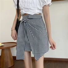 Plus Size 2021 Black Gray Pleated Skirts Plaid Irregular Designer Summer Women Skirts Female High Waist Knot Vintage Mini Skirts
Plus Size 2021 Black Gray Pleated Skirts Plaid Irregular Designer Summer Women Skirts Female High Waist Knot Vintage Mini Skirts