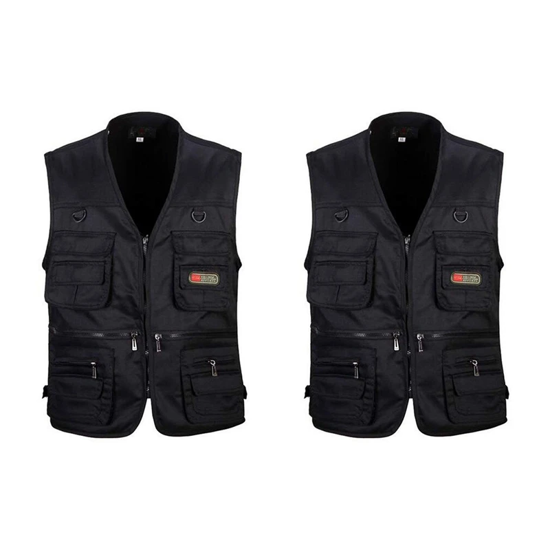 2 Pcs Men's Fishing Vest with Multi-Pocket Zip for Photography / Hunting / Travel Outdoor Sport Black, XXL & XL 
2 Pcs Men's Fishing Vest with Multi-Pocket Zip for Photography / Hunting / Travel Outdoor Sport Black, XXL & XL
