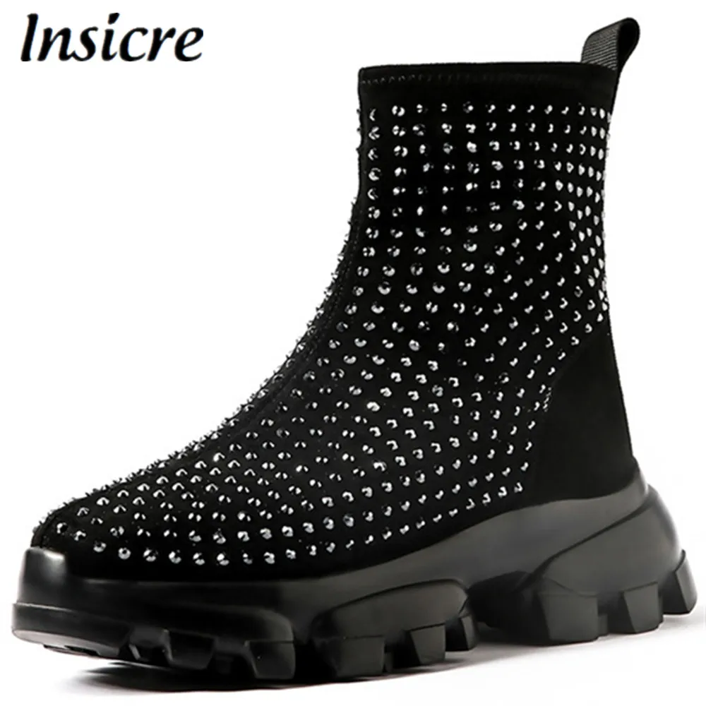 Insicre Women Ankle Boots Cow Suede Flat Heels Non Slip Spring Female Fashion Casual Shoes Crystal Platform Slip On Black
Insicre Women Ankle Boots Cow Suede Flat Heels Non Slip Spring Female Fashion Casual Shoes Crystal Platform Slip On Black