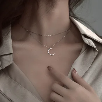 Double Layer Moon 925 Quintana Sterling Silver Necklace Women's chao wang Red INS Simple Sense of Design Light Luxury Necklace N
Double Layer Moon 925 Quintana Sterling Silver Necklace Women's chao wang Red INS Simple Sense of Design Light Luxury Necklace N