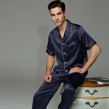 2020 New Male Stain Silk Pajama Set Pyjamas Silk Sleepwear Men Smart Soft Pijama Suit Solid Color Satin Home Clothing Summer
2020 New Male Stain Silk Pajama Set Pyjamas Silk Sleepwear Men Smart Soft Pijama Suit Solid Color Satin Home Clothing Summer