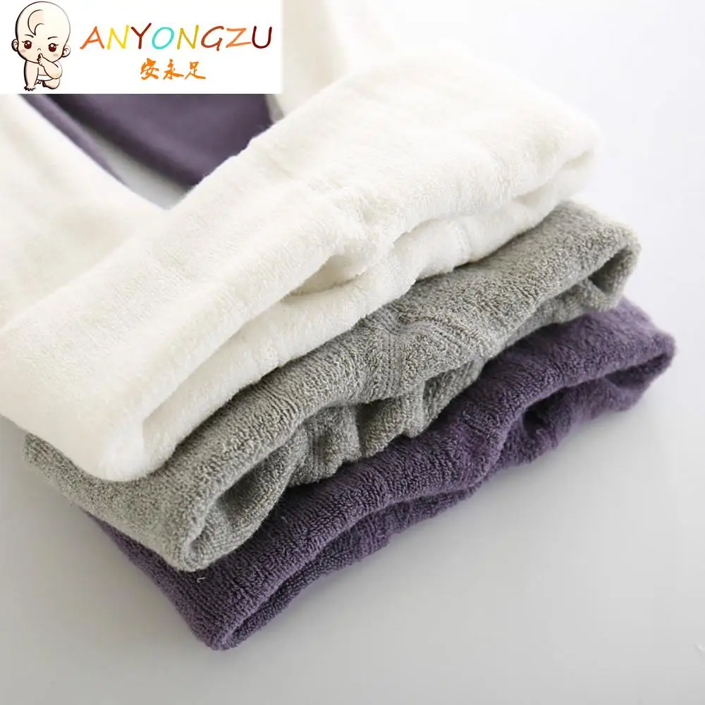

2020 Boys Girls Thick Terry Pantyhose Winter Combed Cotton Thickened Children Leggings Baby Solid Color Breathable For 0-6 Years