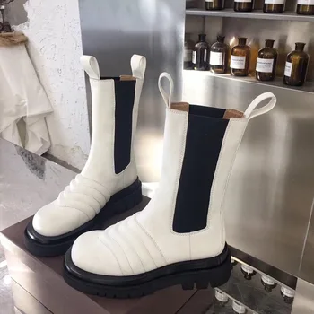 2020 Latest Genuine Leather Ankle boots Women Round toe Wave Pattern Flat Platform Chelsea boots Elastic Band Runway Shoes
2020 Latest Genuine Leather Ankle boots Women Round toe Wave Pattern Flat Platform Chelsea boots Elastic Band Runway Shoes