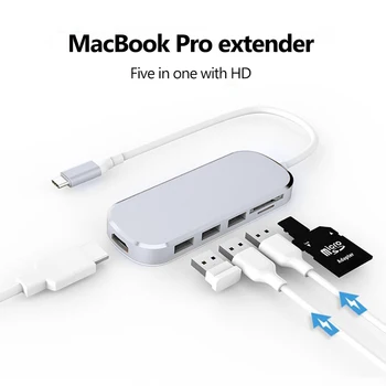 Vmade USB HUB 7 in 1 Thunderbolt 3 Type C Adapter Dock 2 USB 3.0 Port 4K HDMI SD&TFFor Macbook Pro PC 
Vmade USB HUB 7 in 1 Thunderbolt 3 Type C Adapter Dock 2 USB 3.0 Port 4K HDMI SD&TFFor Macbook Pro PC