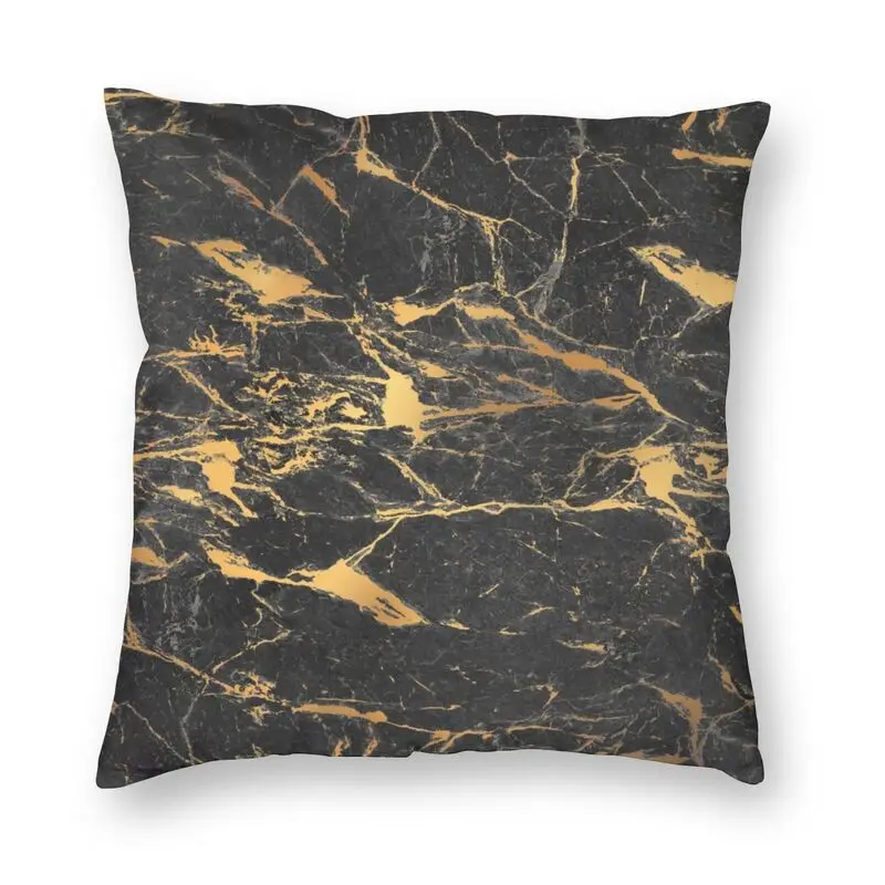 

Black Marble Texture With Gold Foil Lines Cushion Cover 45x45cm Decoration Modern Geometric Graphic Throw Pillow for Living Room