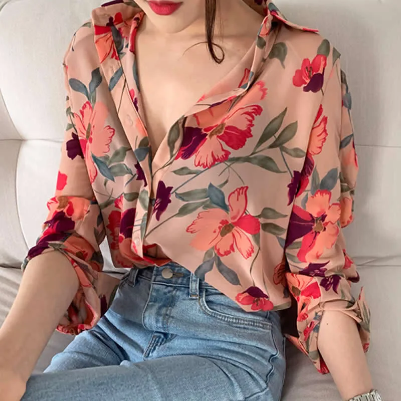 Women Casual Spring Summer Style Chiffon Blouses Shirts Lady Casual Loose Style Flower Printed Blusas Tops DF2871
Women Casual Spring Summer Style Chiffon Blouses Shirts Lady Casual Loose Style Flower Printed Blusas Tops DF2871