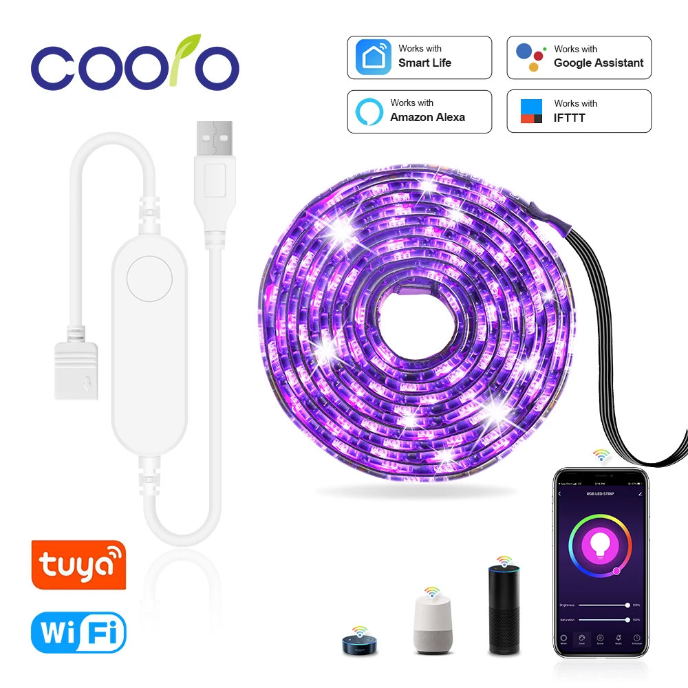 WiFi LED Strip Light USB RGB Flexible Ribbon 0.5M 1M 2M Works with Alexa Google Assistant for TV PC Desktop Screen BackLight
WiFi LED Strip Light USB RGB Flexible Ribbon 0.5M 1M 2M Works with Alexa Google Assistant for TV PC Desktop Screen BackLight