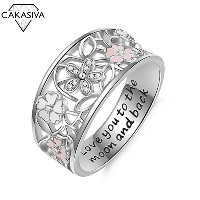 Creative Drop-in Diamond Cherry Blossom Ring Love You To The Moon and Back Silver 925 Ring
Creative Drop-in Diamond Cherry Blossom Ring Love You To The Moon and Back Silver 925 Ring
