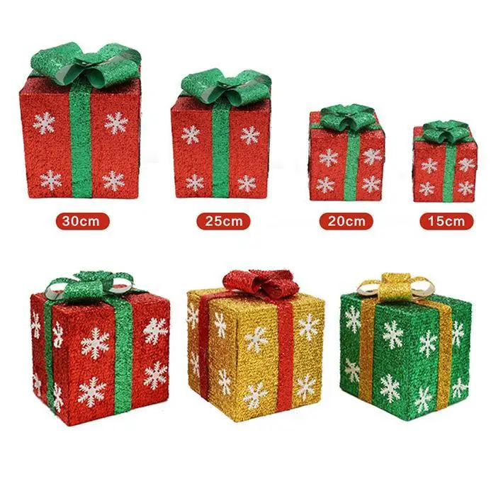 christmas ornament mini gift box xmas tree red/gold/green new