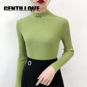 Women Sweater Pullover 2019 Autumn Winter Green Pink Letter Tops Female Knitted Jumper Pullovers Long Sleeve Shirt Lady Quality
Women Sweater Pullover 2019 Autumn Winter Green Pink Letter Tops Female Knitted Jumper Pullovers Long Sleeve Shirt Lady Quality