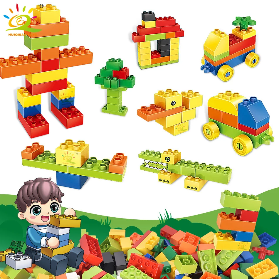 HUIQIBAO Creative DIY Big Large Size Colorful Building Blocks Compatible Duploed Animal Truck Bricks Educational Toys Children
HUIQIBAO Creative DIY Big Large Size Colorful Building Blocks Compatible Duploed Animal Truck Bricks Educational Toys Children