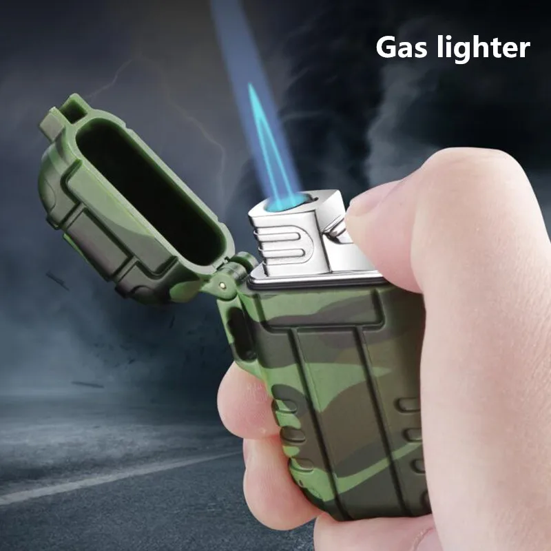 Фото Waterproof Gas Lighter For Outdoor Camping Portable Inflatable Butane Cigarette Pipe Blue Flame Windproof | Дом и сад