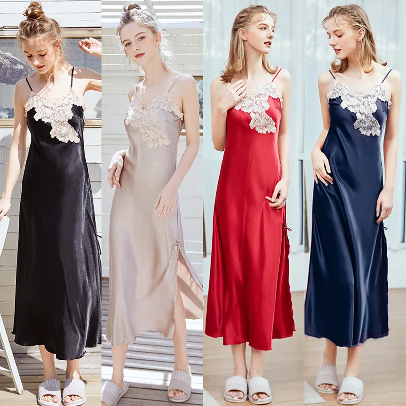 Women Long Sexy Lace Nightwear Satin Summer Silk Sleepwear Spaghetti Strap Sleepshirts Nightdress Lingerie Night Wear Dress Gown
Women Long Sexy Lace Nightwear Satin Summer Silk Sleepwear Spaghetti Strap Sleepshirts Nightdress Lingerie Night Wear Dress Gown