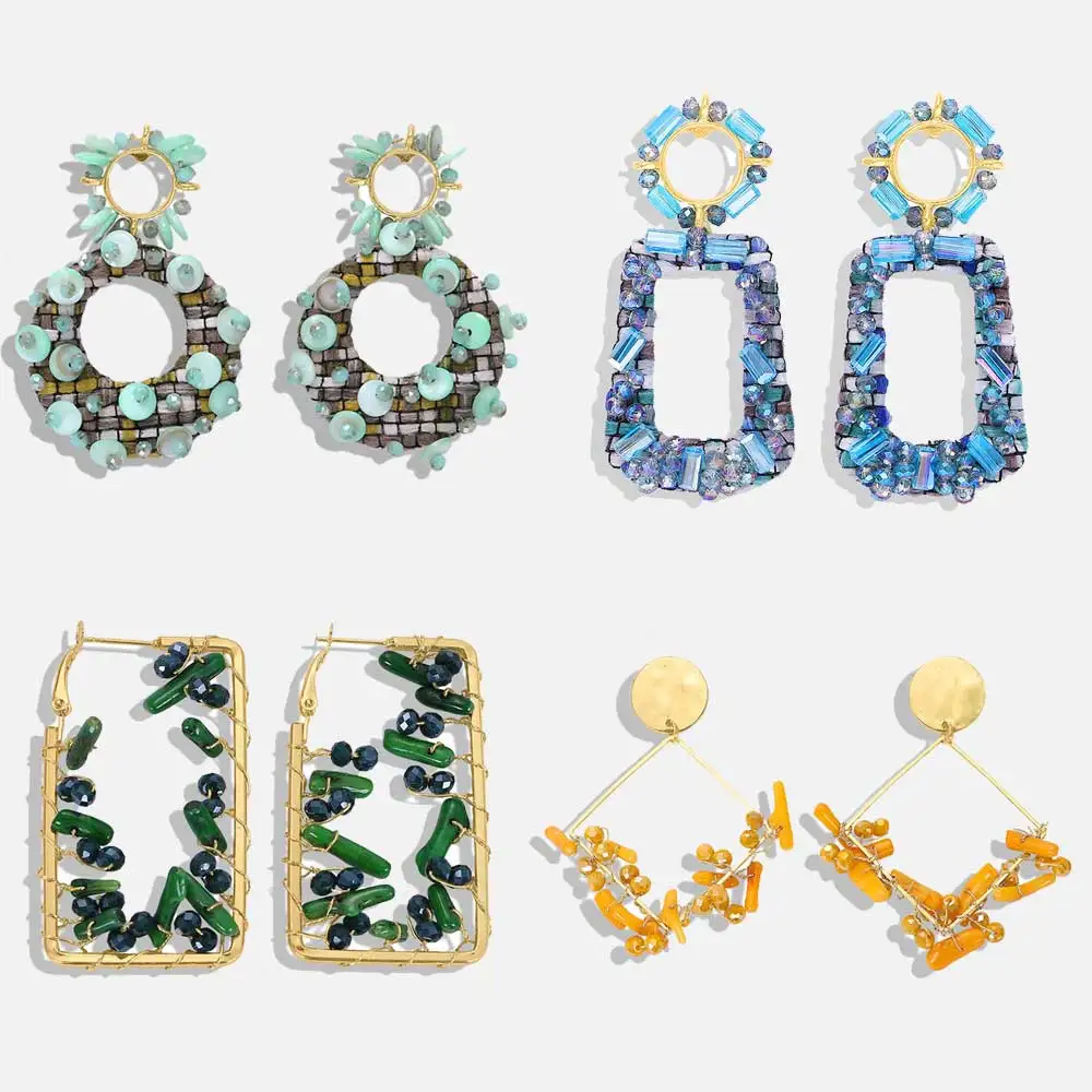 Dvacaman Geometric Square Metal Drop Earrings Multi Color Stone Weave Bohemian Fashion Statement Earrings for Women Girls Gifts
Dvacaman Geometric Square Metal Drop Earrings Multi Color Stone Weave Bohemian Fashion Statement Earrings for Women Girls Gifts