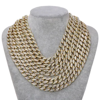 Hip Hop Necklaces Iced Out Crystal Rhinestone Cuban Link Chain Necklace Women Mens Gold/Silver Color Punk Cuban Jewelry 15mm
Hip Hop Necklaces Iced Out Crystal Rhinestone Cuban Link Chain Necklace Women Mens Gold/Silver Color Punk Cuban Jewelry 15mm