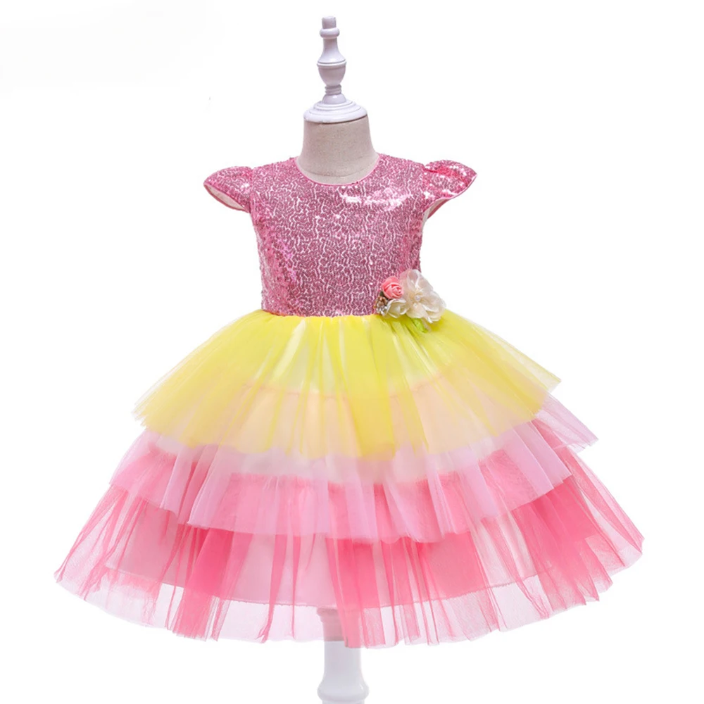 Sequined Wedding Dresses For Girls Party Bridesmaid Rainbow Tulle Children's Clothes Princess Layered Prom Costume 6 8 10 Years
Sequined Wedding Dresses For Girls Party Bridesmaid Rainbow Tulle Children's Clothes Princess Layered Prom Costume 6 8 10 Years