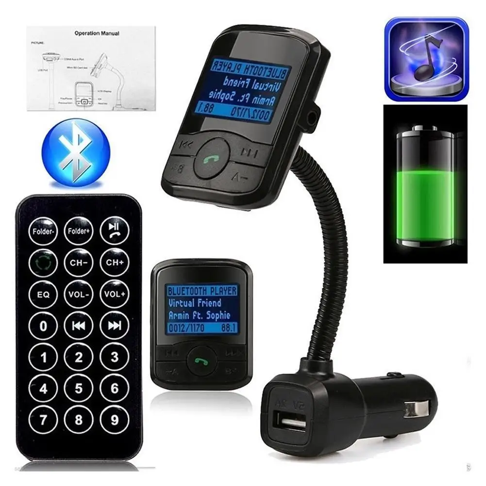 Автомобильный Bluetooth автомобильный комплект FM-передатчик MP3 плеер рулевое