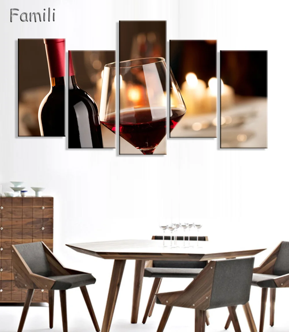 5Pcs Modern Still Life Wine Bottles Wall Art Painting Red Wine And Champagne With Glass Fruit And Barrel Picture for Kitchen
5Pcs Modern Still Life Wine Bottles Wall Art Painting Red Wine And Champagne With Glass Fruit And Barrel Picture for Kitchen