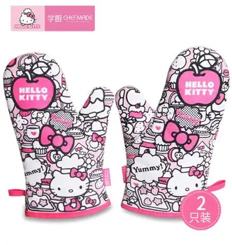 

CHEFMADE Hello Kitty Kitchen Oven Mitts Insulated high temperature resistant gloves Microwave kitchen oven Anti-scalding gloves