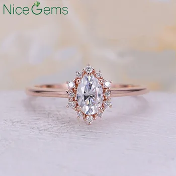 NiceGems 14K Rose Gold OVal Cut Moissanite 6x4mm Vintage engagement ring diamond ring halo wedding ring Anniversary promise ring
NiceGems 14K Rose Gold OVal Cut Moissanite 6x4mm Vintage engagement ring diamond ring halo wedding ring Anniversary promise ring