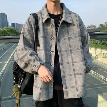 2020 Spring and Autumn Woolen Coat Men's clothes Korean Version Fashion Loose Coat Students Casual All-match Jackets for Men 
2020 Spring and Autumn Woolen Coat Men's clothes Korean Version Fashion Loose Coat Students Casual All-match Jackets for Men