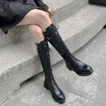 Full Grain Genuine Cow Leather Handmade Flat With Boots Mid-calf Black Shoes For Woman Footwear Lace-up Buckle Med Heels 2019
Full Grain Genuine Cow Leather Handmade Flat With Boots Mid-calf Black Shoes For Woman Footwear Lace-up Buckle Med Heels 2019