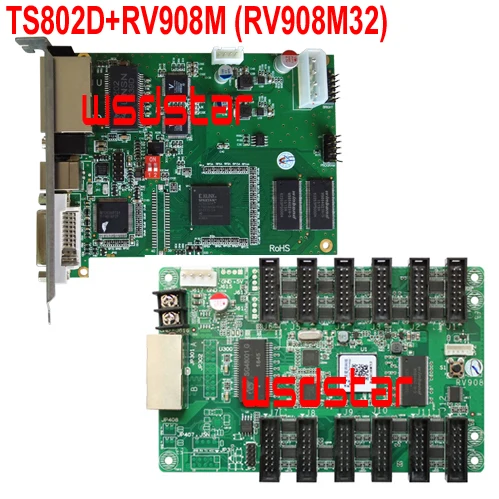 TS802D+RV908M32 (RV908M) LED sending card+LED receiving card RV801D RV801 RV908T RV908 RV908M32 TS802 RV908H 3pcs/lot | Электронные