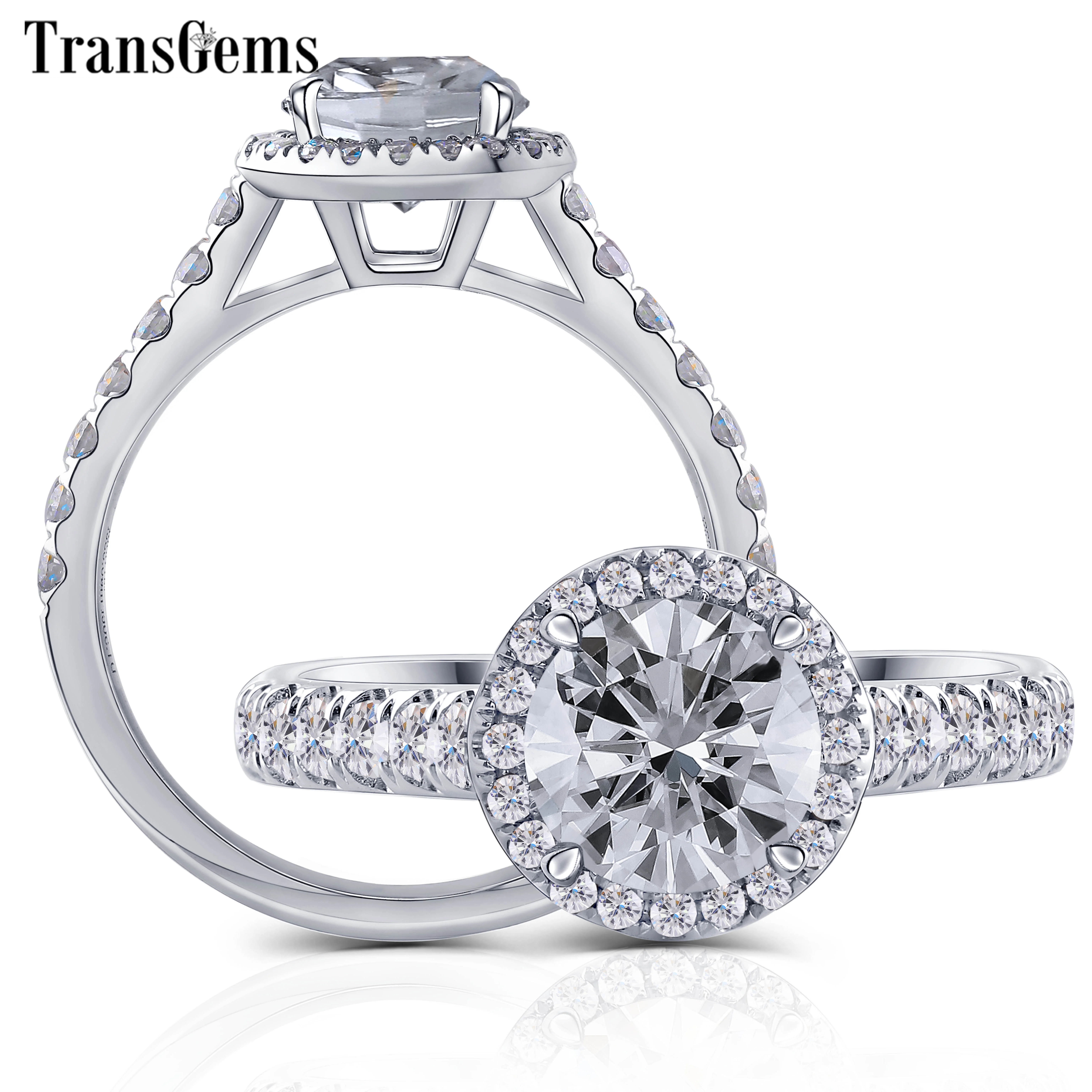 Transgems 10K White Gold 2.13CTW Center 7.5mm Moissanite GH Color Halo Engagement Ring for Women Soliatre with Accents
Transgems 10K White Gold 2.13CTW Center 7.5mm Moissanite GH Color Halo Engagement Ring for Women Soliatre with Accents