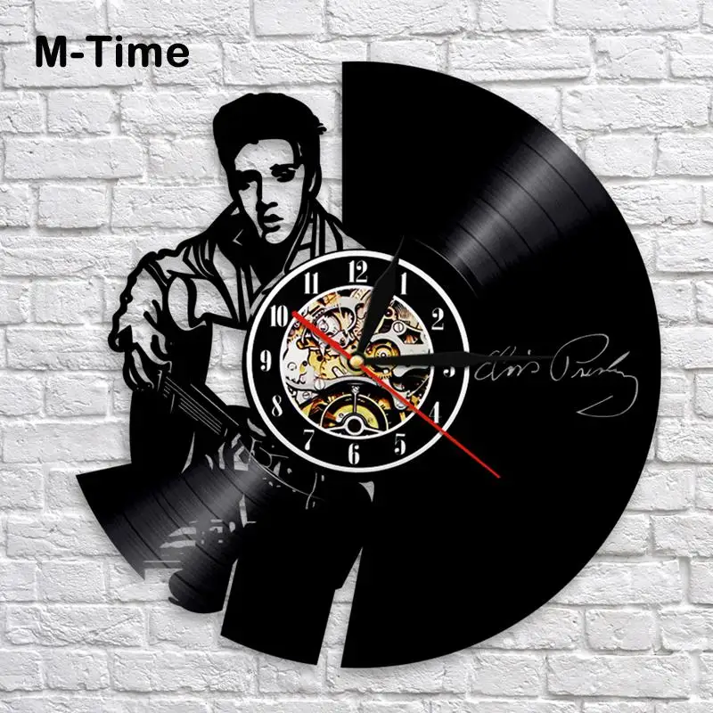 Настенные часы King Of Rock Elvis Presley виниловые с музыкальной тематикой современный