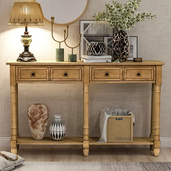 Console Table Sofa Table Easy Assembly with Two Storage Drawers Bottom Shelf for Living Room Entryway Old Pine 
Console Table Sofa Table Easy Assembly with Two Storage Drawers Bottom Shelf for Living Room Entryway Old Pine