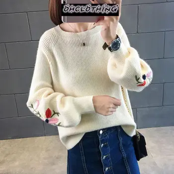 OHCLOTHING 2020 sweater female students head loose jackets new winter flower embroidery Bubble Sleeve Sweater Dress
OHCLOTHING 2020 sweater female students head loose jackets new winter flower embroidery Bubble Sleeve Sweater Dress