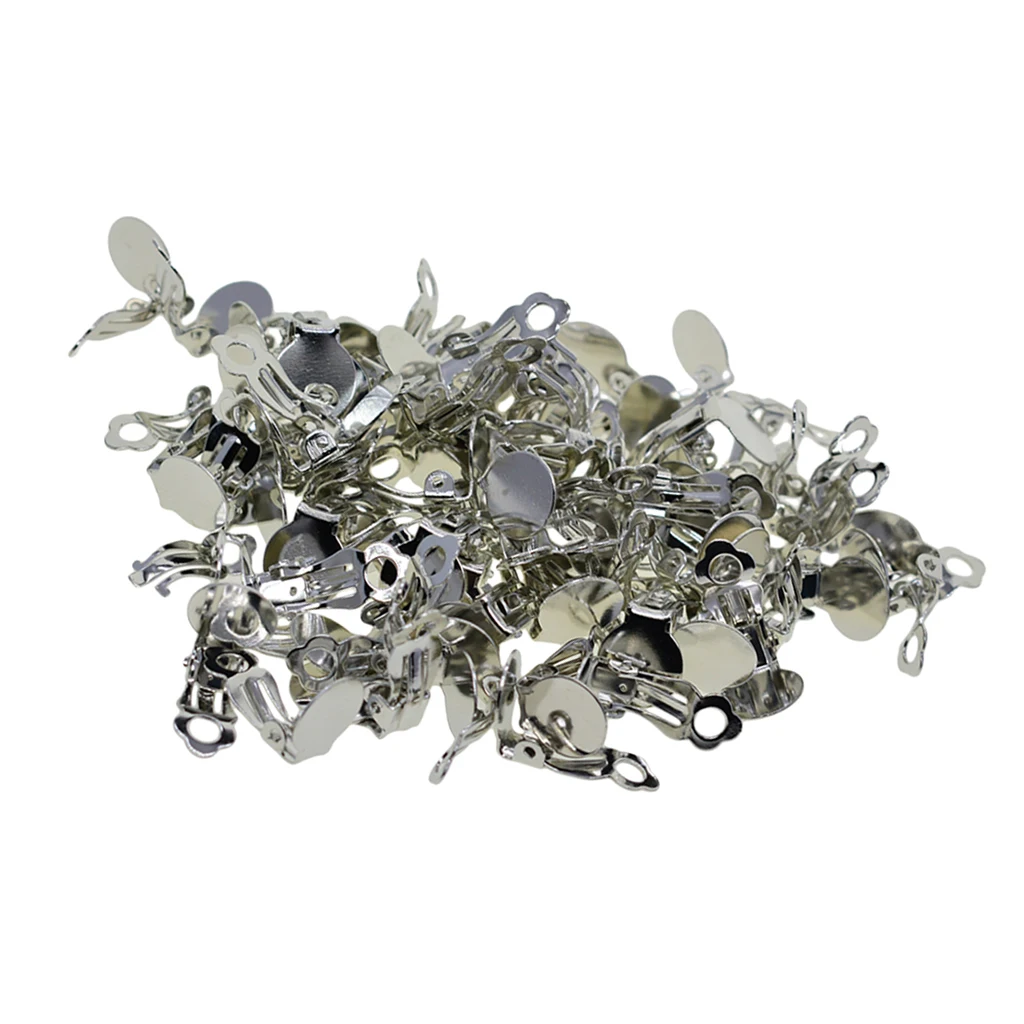 100pcs Flat Tray Clip-on Earrings Hook Components for Jewelry Making Earrings Supplies 100pcs Flat Tray Clip-on Earrings Hook Components for Jewelry Making Earrings Supplies
