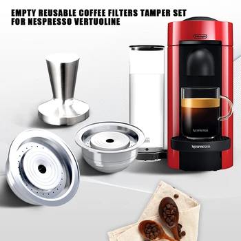 Reusable Coffee Capsule Nespresso Vertuoline Filter Dripper Stainless Steel Tamper Pod Set For Nespresso Coffee Machine 70ml
Reusable Coffee Capsule Nespresso Vertuoline Filter Dripper Stainless Steel Tamper Pod Set For Nespresso Coffee Machine 70ml