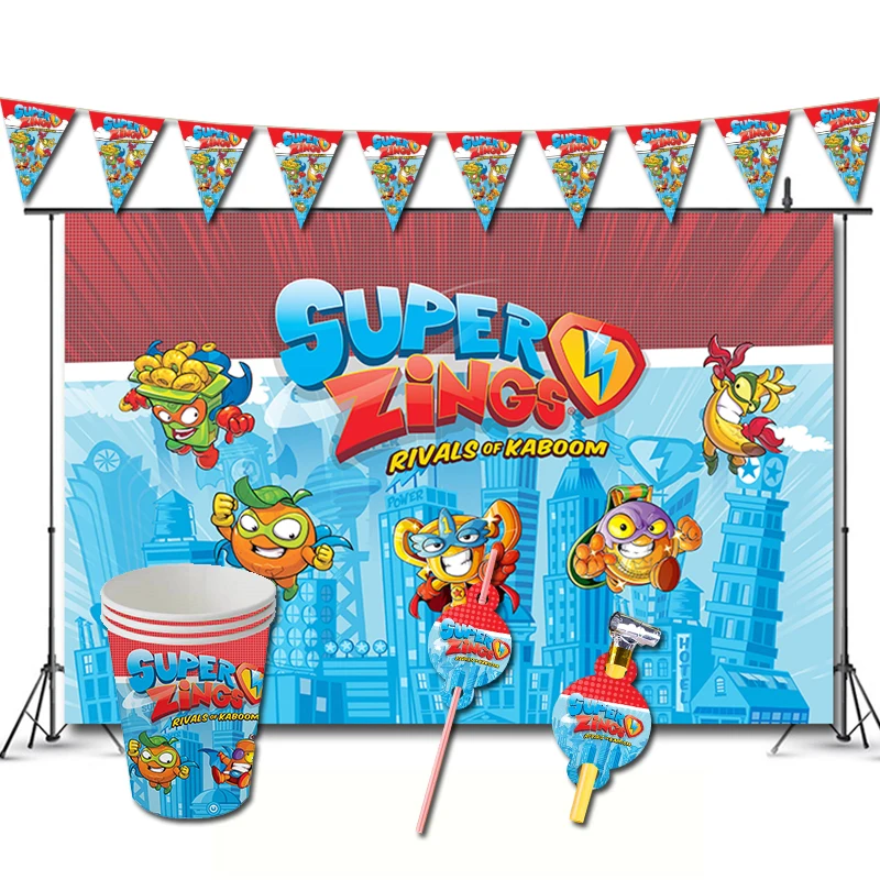 Super Zings decoraciones de fiesta de cumpleaños juego Superzings tema
